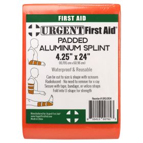 Padded Multi-Purpose Splint, Aluminum, Reusable, Orange, 4.25â€ x 24â€, Urgent First Aid