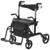 2 in 1 Rollator Walker & Transport Chair for Seniors, Folding Rolling Walker Wheelchair Combo & Footrests