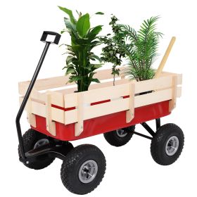 97x43x78cm Garden Iron Wood Four Wheel Garden Wagon