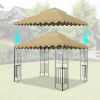 10x10 Ft Outdoor Patio Gazebo Replacement Canopy,Double Tiered Gazebo Tent Roof Top Cover Only wavy border(Frame Not Include)-Tan