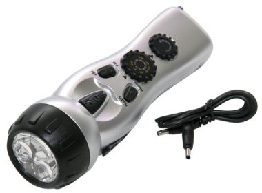 Dynamo Flashlight with Am/Fm Radio, Siren, and Cell Phone Charger