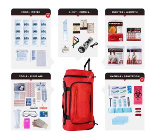 2 Person Comfort Survival Kit (Option: Rolling Bag, Red)