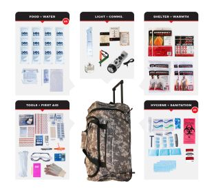 4 Person Comfort Survival Kit (Option: Rolling Bag, Camo)