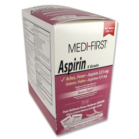 Aspirin (Quantity: 500 tablets per box, 250 packets of 2 tabs each)