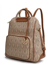 MKF Collection Cora Milan M Signature Trendy Backpack by Mia k (Material: Vegan Leather, Color: Beige)