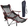 Foldable Camping Chair Collapsible Reclining Chair 330LBS Load Heavy Duty Steel Lawn Chair with Reclining Backrest Angle Cup Holder Pillow Side Pocket